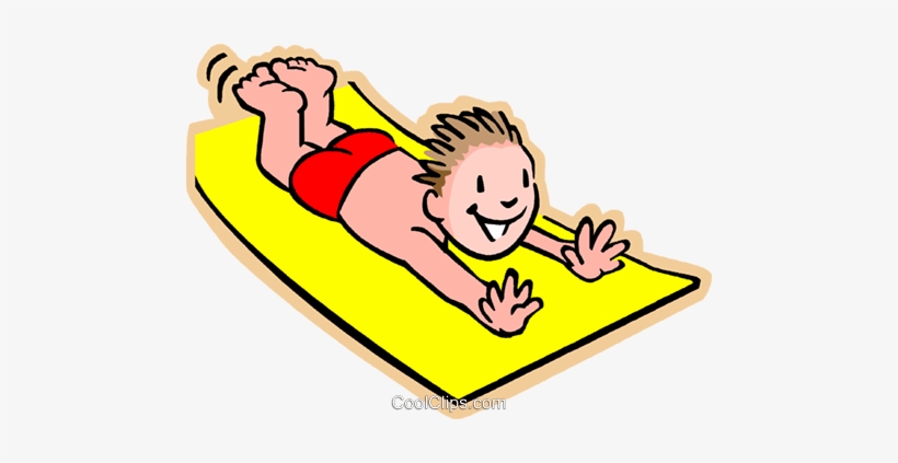Boy On Water Slide Royalty Free Vector Clip Art Illustration - Cartoon