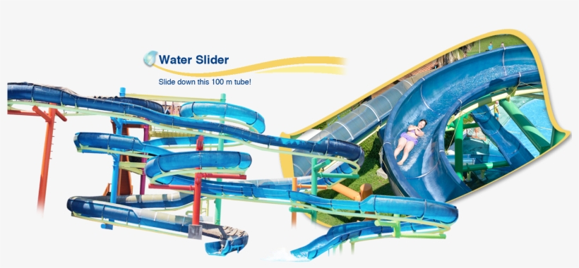 Slide Down This 100 M Tube - Water Park Slide Png, transparent png #2324877