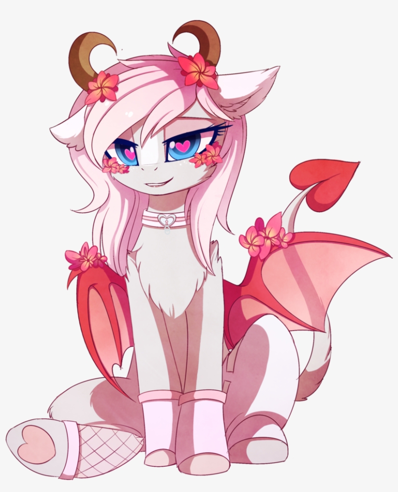 Magnaluna, Chest Fluff, Collar, Commission, Demon, - Heart Eyes Succubus, transparent png #2325237