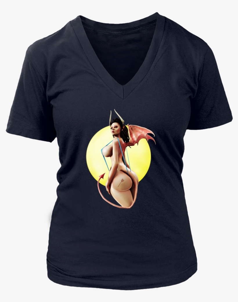 Succubus Pinup 3 T-shirt - Womens Col En V - Ne Pas Regarder, transparent png #2325410