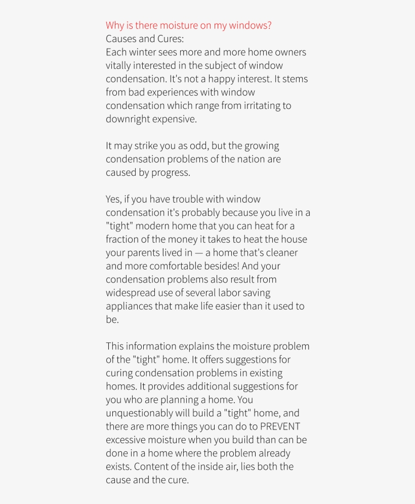 Why Is There Moisture On My Windows Causes And Cures - Document, transparent png #2325793