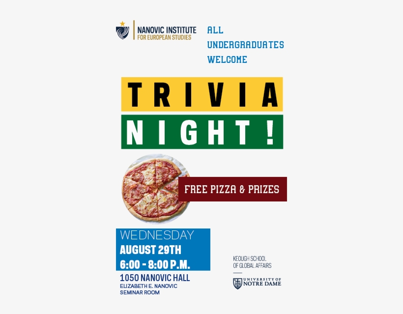 European Trivia Night - University Of Notre Dame, transparent png #2329340