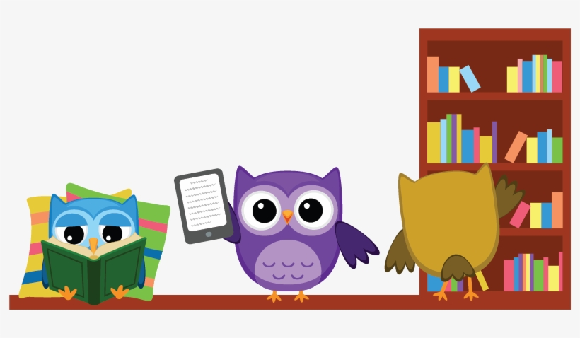 Bookshelf With Owls - Owl Reading - Free Transparent PNG Download - PNGkey