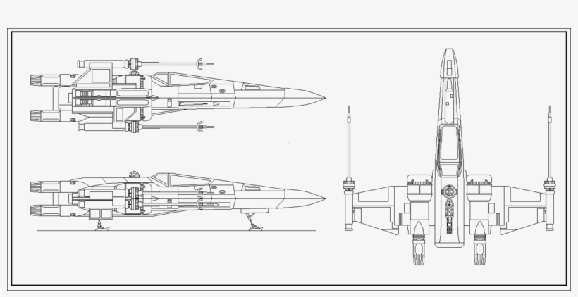 Vader's Tie Fighter - X Wing Blueprints, transparent png #2333288