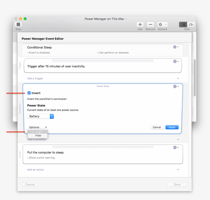 Invert Is An Optional For Conditions In Power Manager - Portable Network Graphics, transparent png #2336052