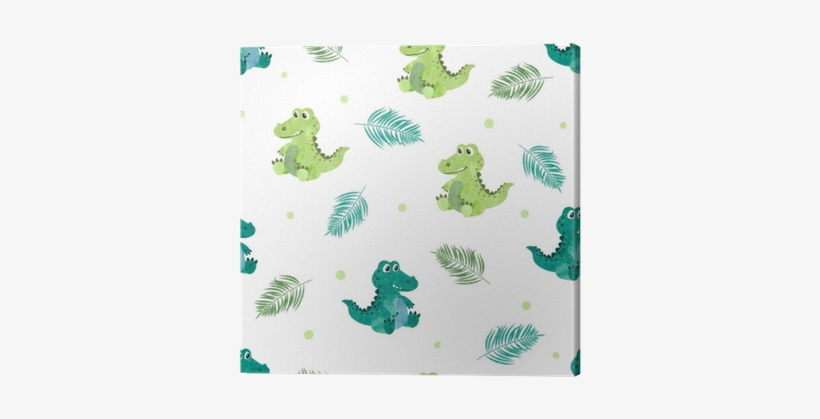 Seamless Pattern With Cute Watercolor Crocodiles - Vector Graphics, transparent png #2337477