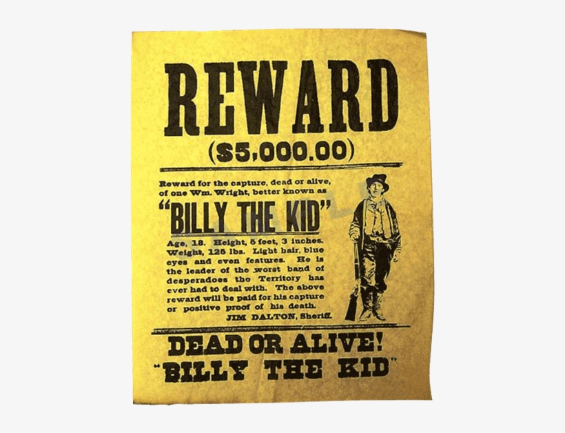 Billy The Kid Wanted Poster, transparent png #2337677