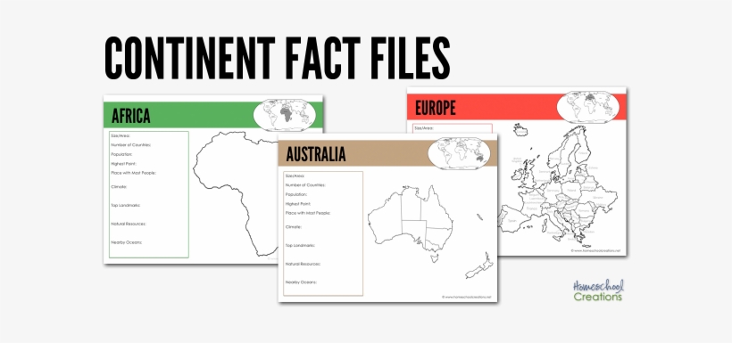 Continent Fact Files Printables From Homeschool Creations - Continent Fact Files, transparent png #2340004
