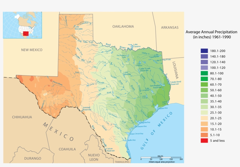 History Of Texas Forests - Rainfall In Texas Map, transparent png #2343069