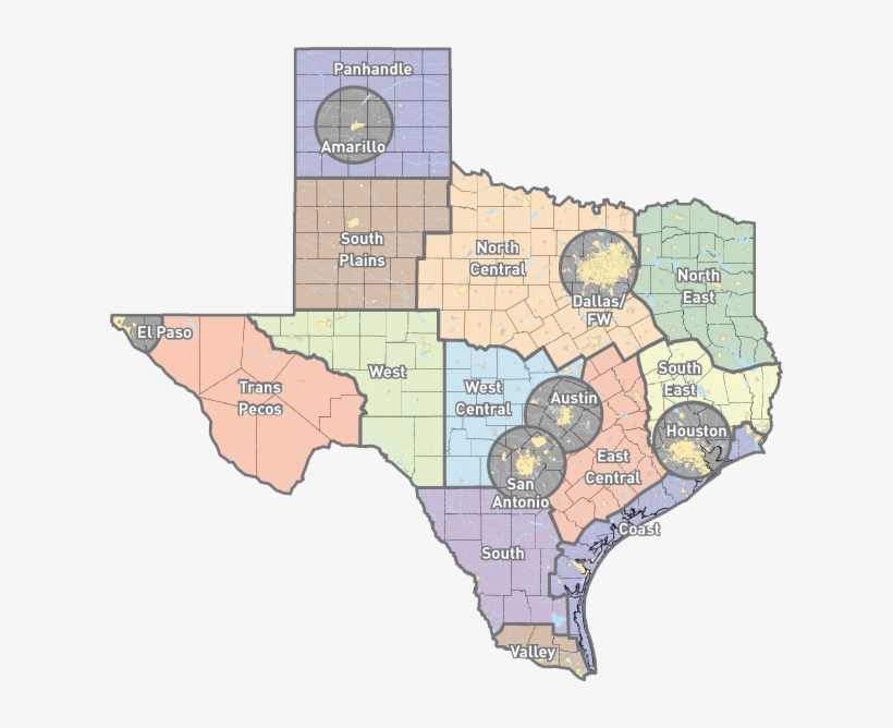 Fftx Region Map - Texas Communities Map, transparent png #2343143