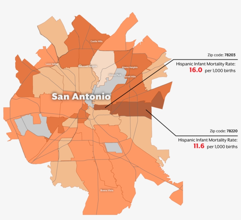 Hispanic Infant Mortality Rate By Zip Code In San Antonio, - Texas Infant Mortality Rates, transparent png #2343254