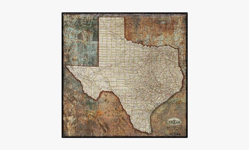 Texas State Railroad Map Canvas - Cobblestone, transparent png #2343555