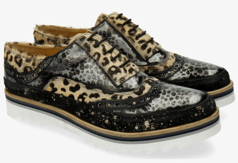 Oxford Shoes Lena 1 Suede Brush Hair On Leo Black Silver - Loir-et-cher, transparent png #2346443