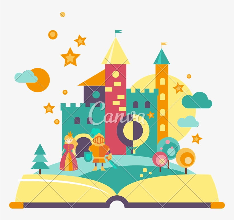 Imagination Concept - Fairytale Open Book Vector, transparent png #2346964