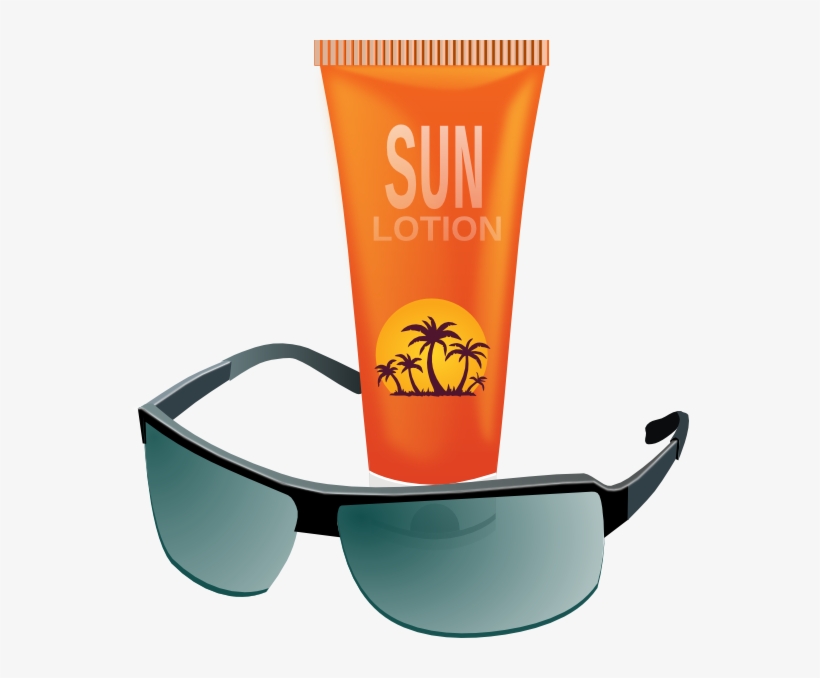 Sunglasses With Sun Tan Lotion Clip Art At Clker - Sun Glasses And Sun Screen, transparent png #2351718