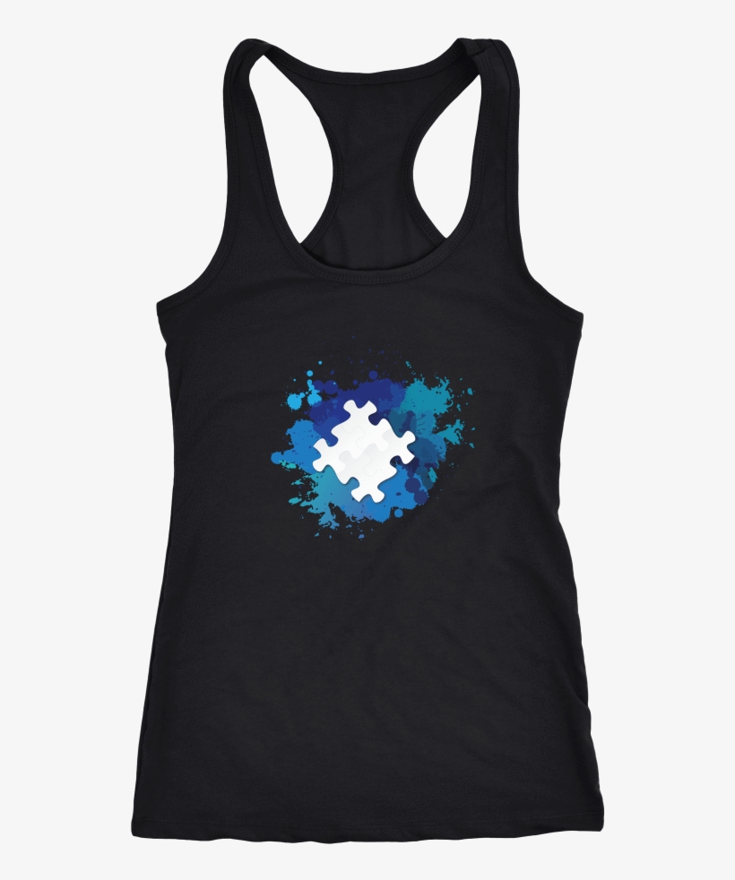 Autism Puzzle Watercolor Splash - Lesbian Shirt Racerback Tank Top T-shirt. Funny Lesbian, transparent png #2352176