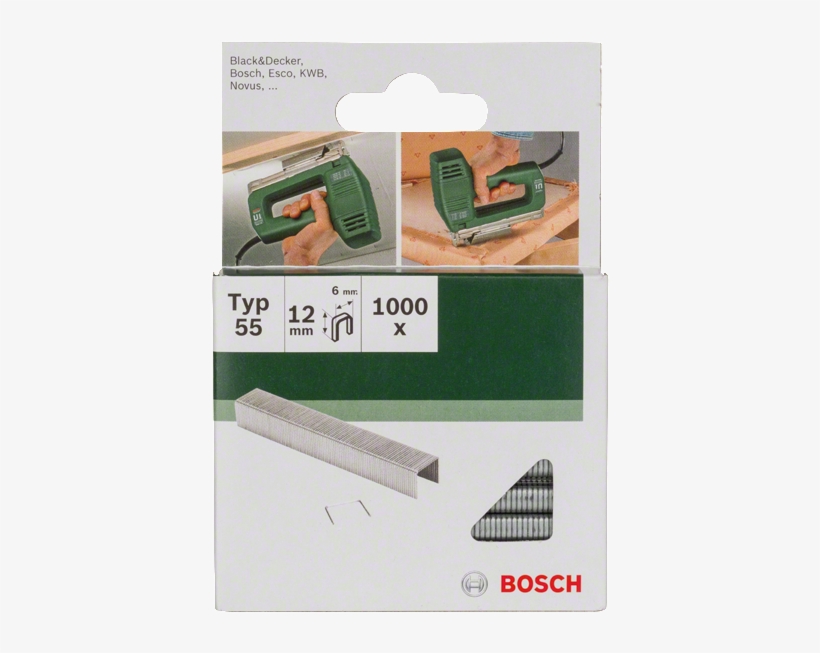 Narrow Crown Staples - Bosch 2609255825 12mm Type 55 Narrow Crown Staples, transparent png #2352823
