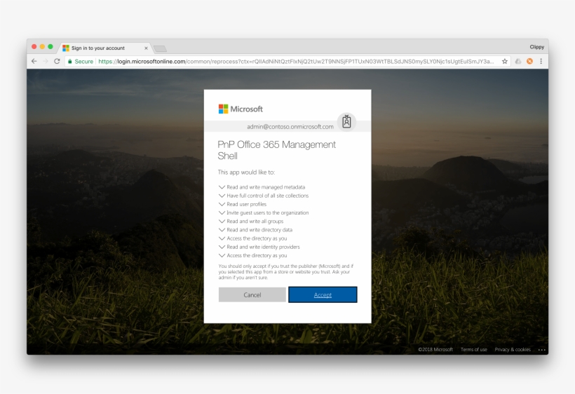 Granting The Office 365 Cli The Necessary Permissions - Office 365, transparent png #2354554