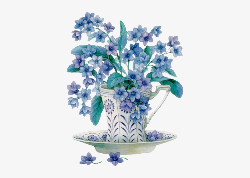 Blue Flowers In Tea Cup - Mensagens De Boa Tarde Com Otimismo, transparent png #2354632
