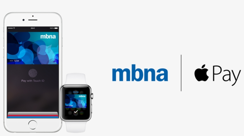 A Smartphone, Smartwatch And The Mbna And Apple Pay - Virtual Credit Card Apple Pay, transparent png #2355732