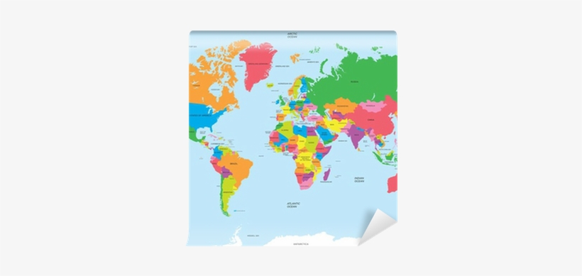 Political Map Of The World Vector Wall Mural • Pixers - A4 Map Of The World, transparent png #2356963