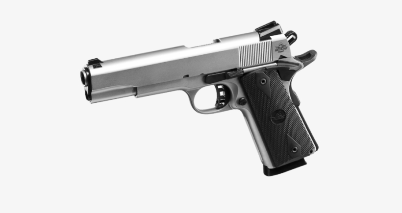 51448 1911 A1 Rock Std Matte Nickel Fs 45acp Leftangled - Rock Island Armory 1911, transparent png #2358803