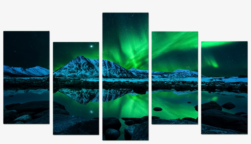 5 Pcs Aurora Borealis Wall Canvas - Blxecky Diy 5d Diamond Painting Cross Stitch Crafts, transparent png #2360937