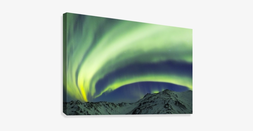 Aurora Borealis Stretches Over Mountains Within Denali - Mountains At Night In The Winter, transparent png #2361284