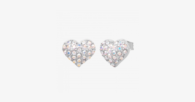Earring Heart Pave Aurora Borealis - Earrings, transparent png #2361711