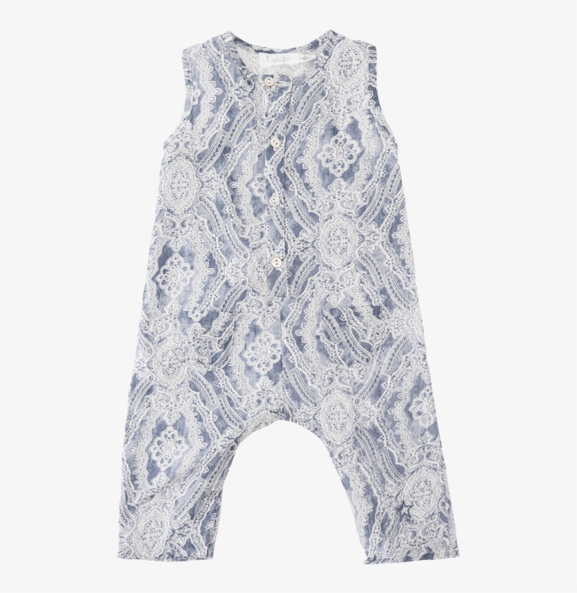 Tocoto Vintage Blue Bandana Romper - Overall, transparent png #2362010