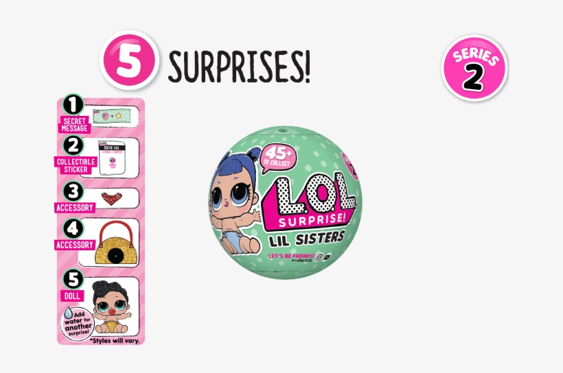 Lol Surprise Lil Sisters 5surprises - Lol - Surprise Lil Sister Doll - Series 2, transparent png #2364794