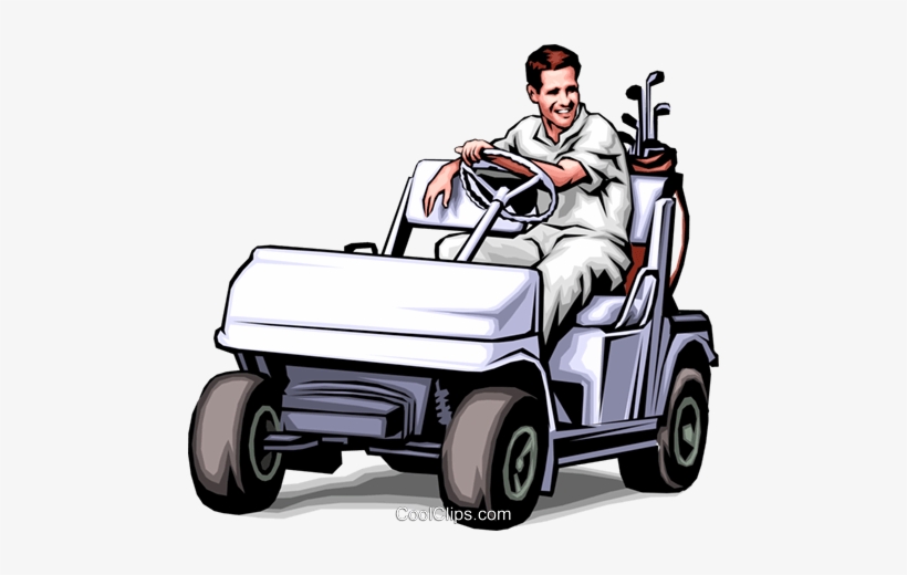 Golfer In Golf Cart Royalty Free Vector Clip Art Illustration - Man In Golf Cart, transparent png #2365007