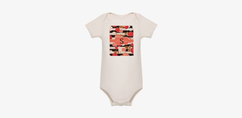 Coral Watercolor Floral Monogram Body Suit - Lord Of The Rings Baby Clothes, transparent png #2372052