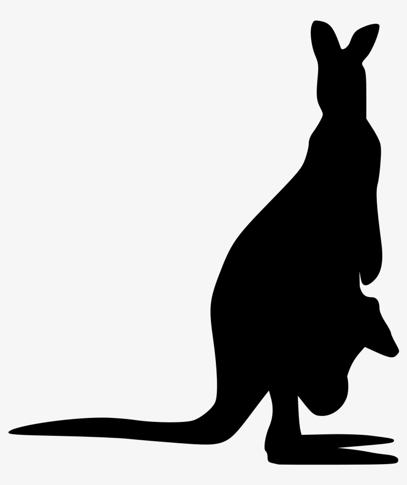 Kangaroo Silhouette Standing With Joey - Kangaroo Vector, transparent png #2375157
