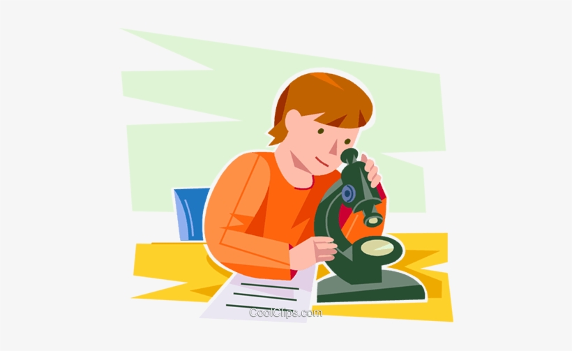 Student Looking Through A Microscope Royalty Free Vector - Vector Graphics, transparent png #2376943