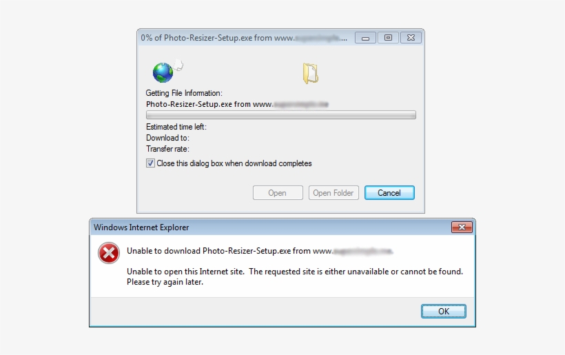 Unable To Open This Internet Site - Internet Explorer Download Error, transparent png #2378028