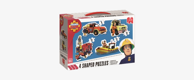 4 Shaped Puzzles - Jumbo Games Fireman Sam 4-in-1 Shaped Jigsaw Puzzles, transparent png #2378468