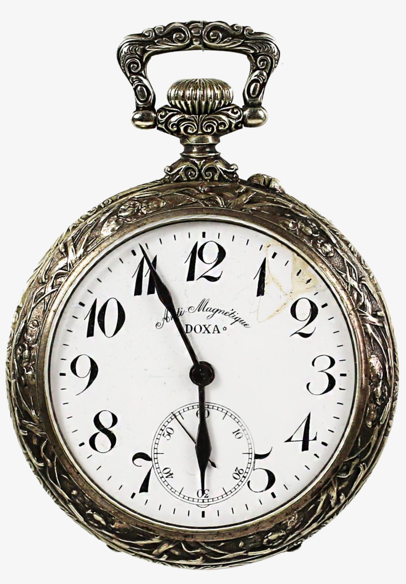 Clipart Freeuse Library Antique C Swiss Doxa Open Face - Pocket Watch, transparent png #2378505