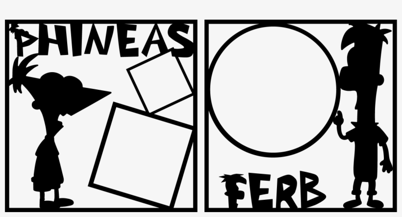 Phineas And Ferb Black White Scapbook Overlay - Phineas And Ferb, transparent png #2379729