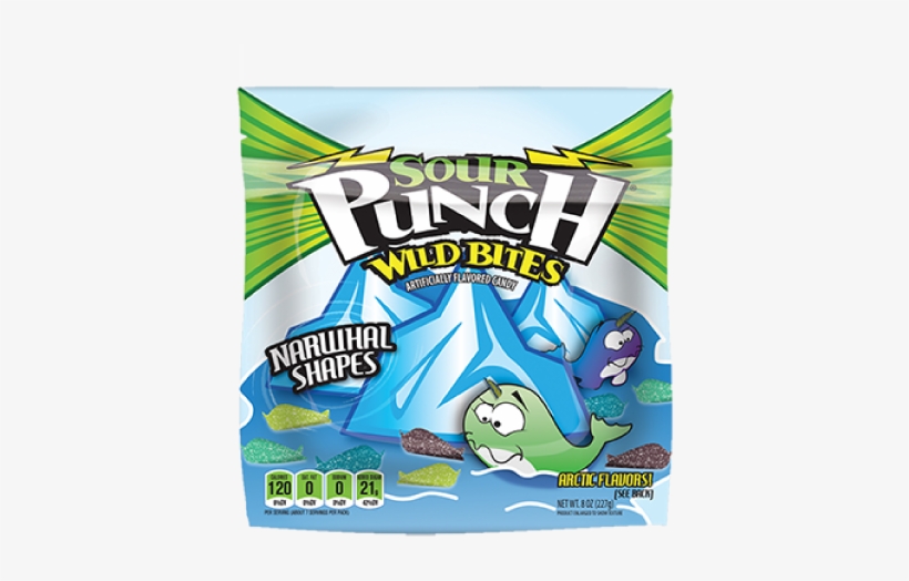 Sour Punch Wild Bites, Narwhal Shapes, 8oz Bag - Sour Punch Bites Boltz, transparent png #2380089