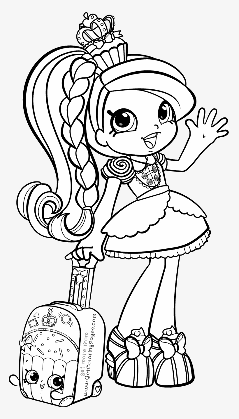 World Vacation Shoppies Coloring Pages - Shopkin Girl Coloring Pages, transparent png #2381753