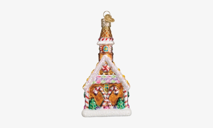 Old World Christmas Gingerbread Church Glass Ornament, transparent png #2383210