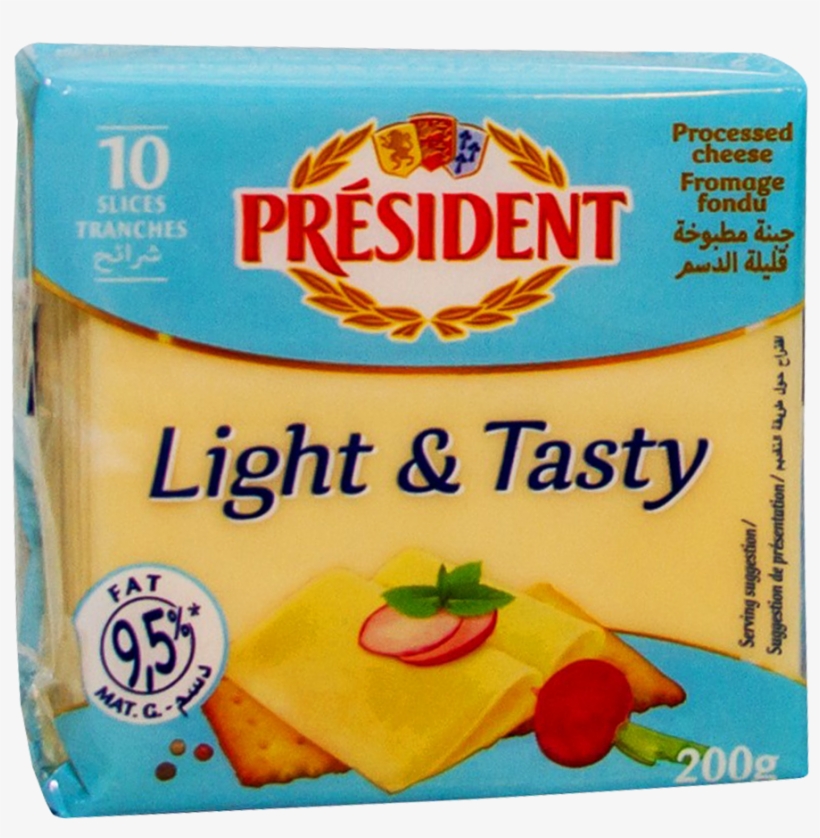 President Light Slice Cheese 10 Slices 200 Gm - President Creme De Brie, transparent png #2384300