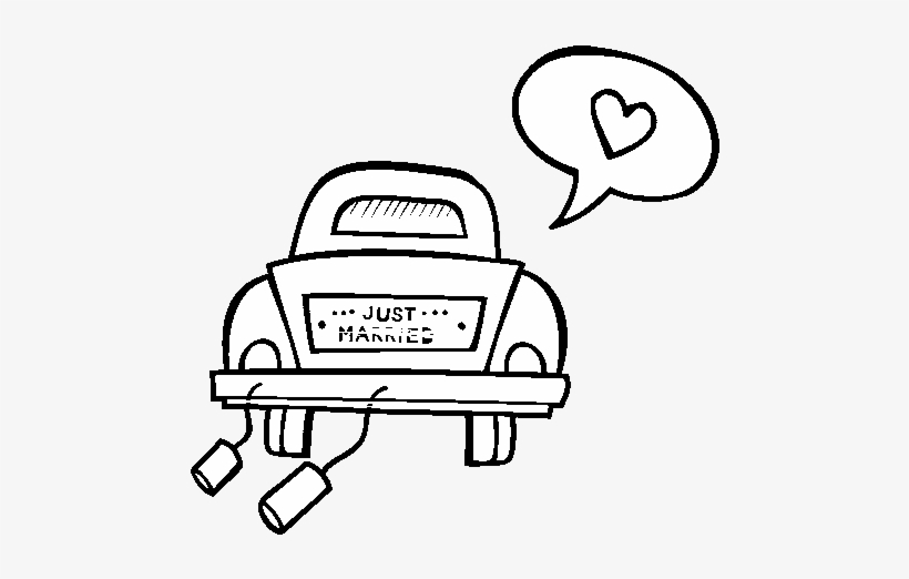 Dibujo De Coche De Bodas Para Colorear - Carro Casamento Desenho Png, transparent png #2384749