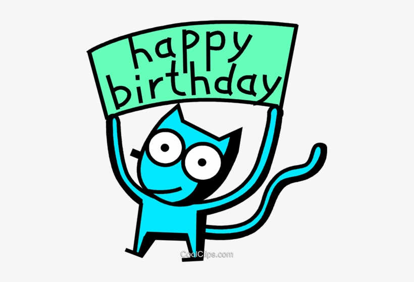 Gato Feliz Cumpleaños Libres De Derechos Ilustraciones - Clip Art, transparent png #2385367