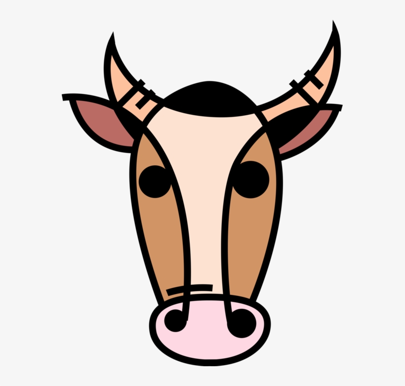 Vector Illustration Of Farm Livestock Cattle Bull Head, transparent png #2385884