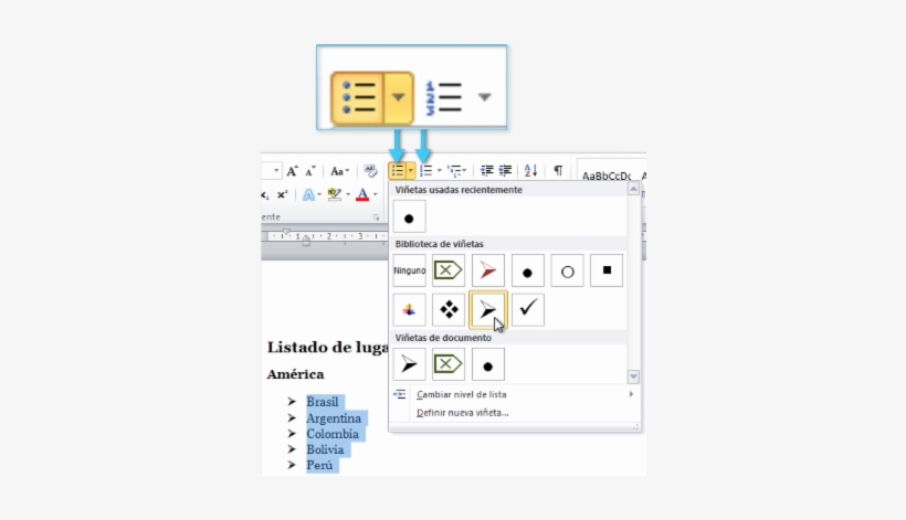 Agregar Viñetas O Numeración - Word 2010, transparent png #2387505