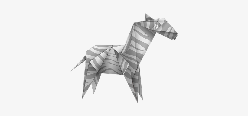 Origami Zebra Black And White Paper Art An - Оригами Зебра, transparent png #2389435