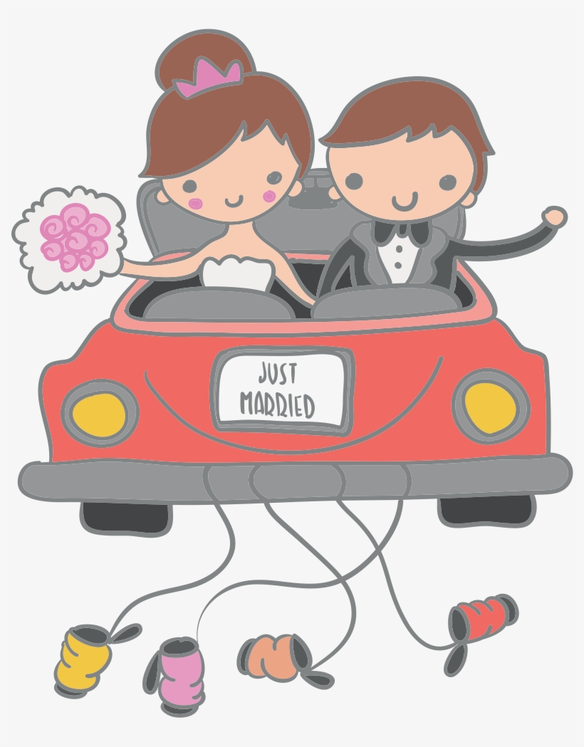 Desenho De Noivinhos Para Convite Bendito Papel - Noivinhos No Carro Png, transparent png #2391385