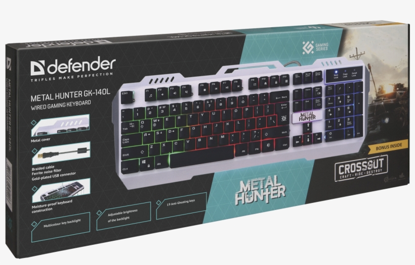 Wired Gaming Keyboard Defender Metal Hunter Gk 140l - Клавиатура Defender Metal Hunter Gk 140l, transparent png #2392602